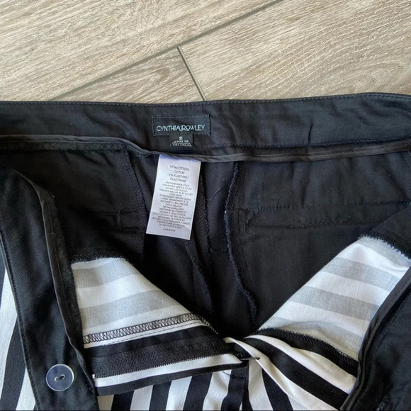 Cynthia Rowley Black White Striped Two Tunes  Stretchy Cropped Pants - Picture 9 of 12